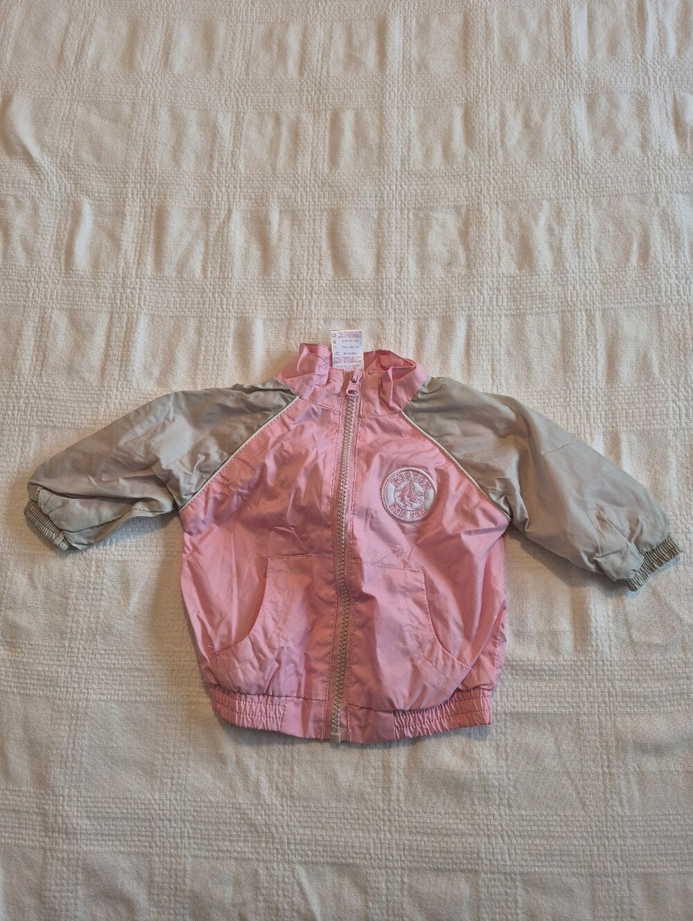 Majestic girls 3/6 months pink & gray full zip windbreaker jacket VGUC